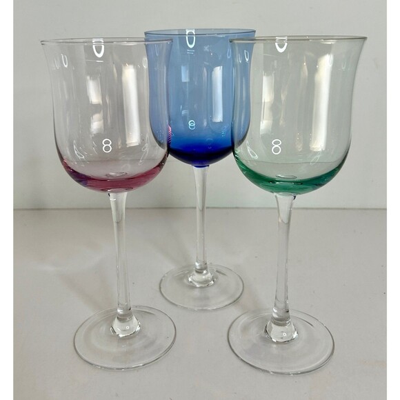 Block Crystal KALEIDOSCOPE All Purpose Wine Glass Goblet (s) LOT OF 3 Colors - Picture 5 of 5